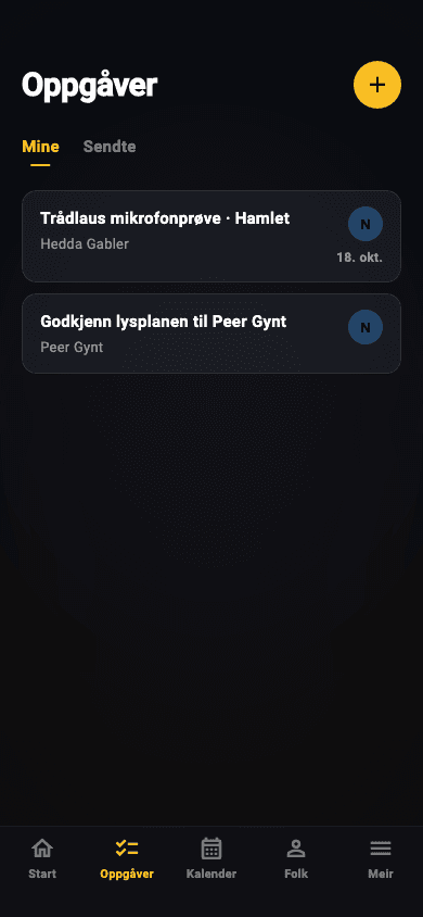 Gjer på mobilen: Noah har fått oppgåva Godkjenn lysplanen til Peer Gynt.
